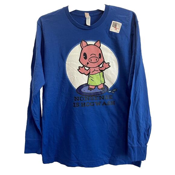 "Nonsense Is Hogwash" Pig T-Shirt Kids Large Blue 🐷NEW🐷Live & Tell Apparel - Picture 1 of 3